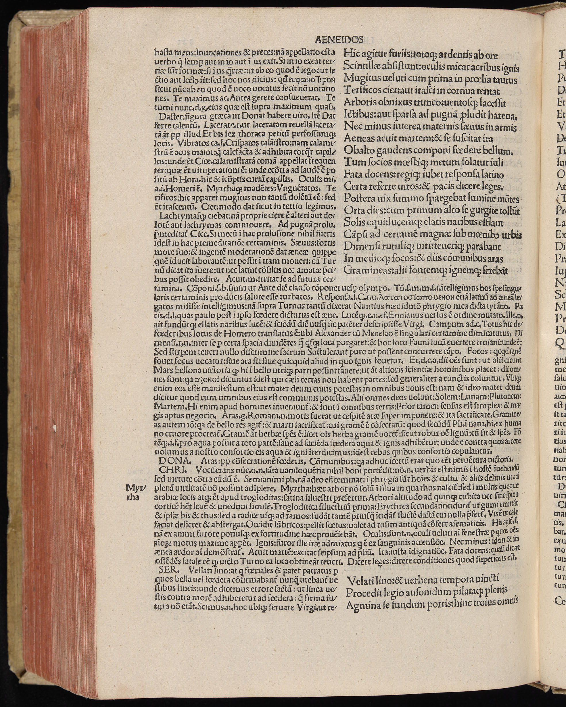 Vergilius cum c?mentariis quinque videlicet: Seruii, Landini, Ant. Mancinelli, Donati, Domitii. (M. Vegius' Book XIII addition to the Aen. Also Priapeia and Catalecta.) / Colophon: Impressu Venetiis per Bartolome? de Zanis de Portesio. . . . M.cccc.xciii. Stamped vellum with clasps. Very rare. Fol. - Image 664