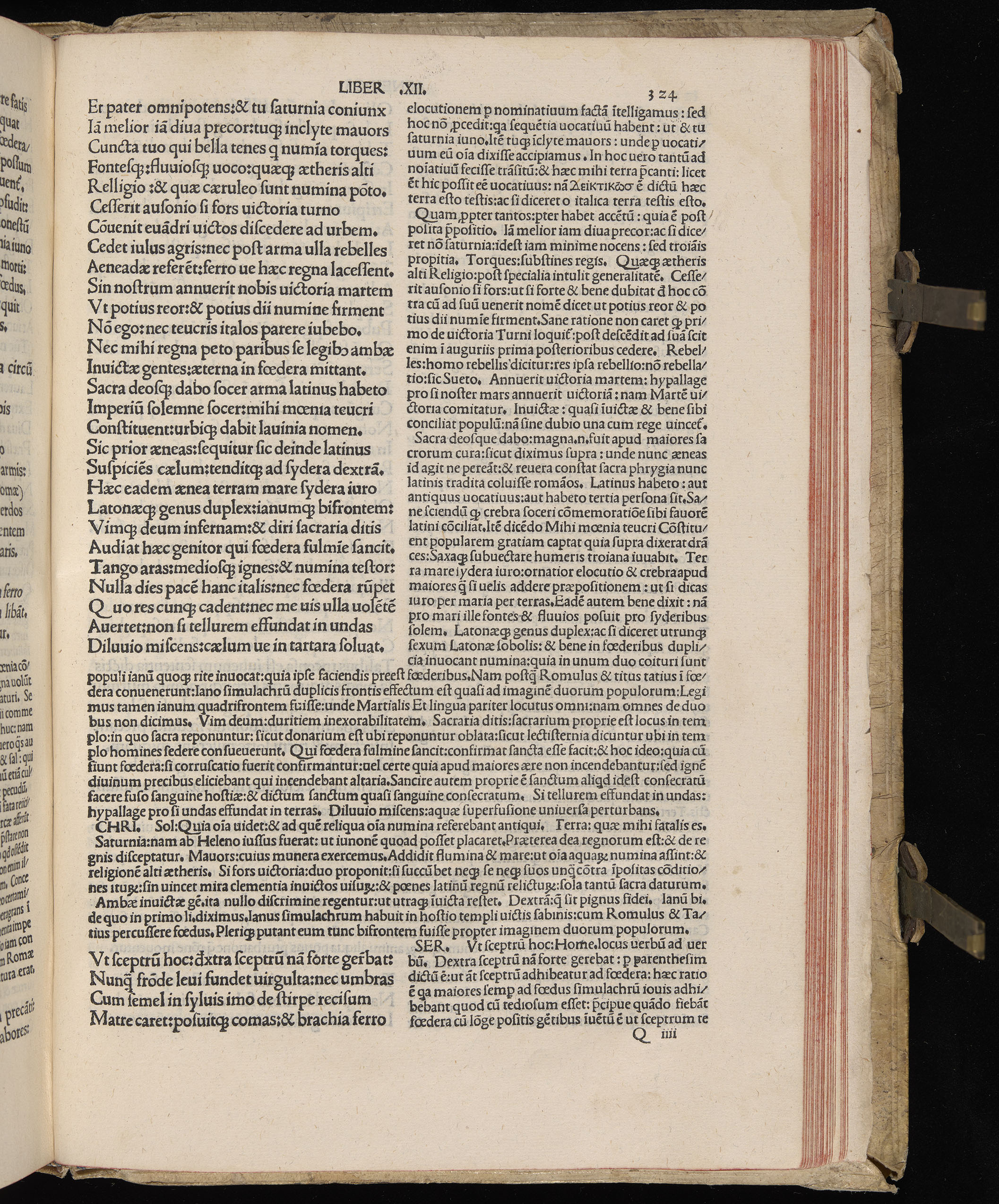 Vergilius cum c?mentariis quinque videlicet: Seruii, Landini, Ant. Mancinelli, Donati, Domitii. (M. Vegius' Book XIII addition to the Aen. Also Priapeia and Catalecta.) / Colophon: Impressu Venetiis per Bartolome? de Zanis de Portesio. . . . M.cccc.xciii. Stamped vellum with clasps. Very rare. Fol. - Image 667