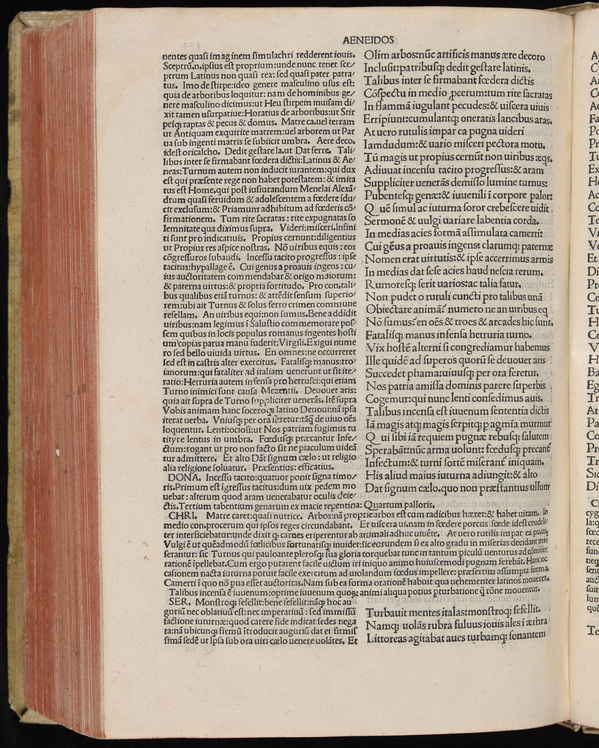 Vergilius cum c?mentariis quinque videlicet: Seruii, Landini, Ant. Mancinelli, Donati, Domitii. (M. Vegius' Book XIII addition to the Aen. Also Priapeia and Catalecta.) / Colophon: Impressu Venetiis per Bartolome? de Zanis de Portesio. . . . M.cccc.xciii. Stamped vellum with clasps. Very rare. Fol. - Image 668