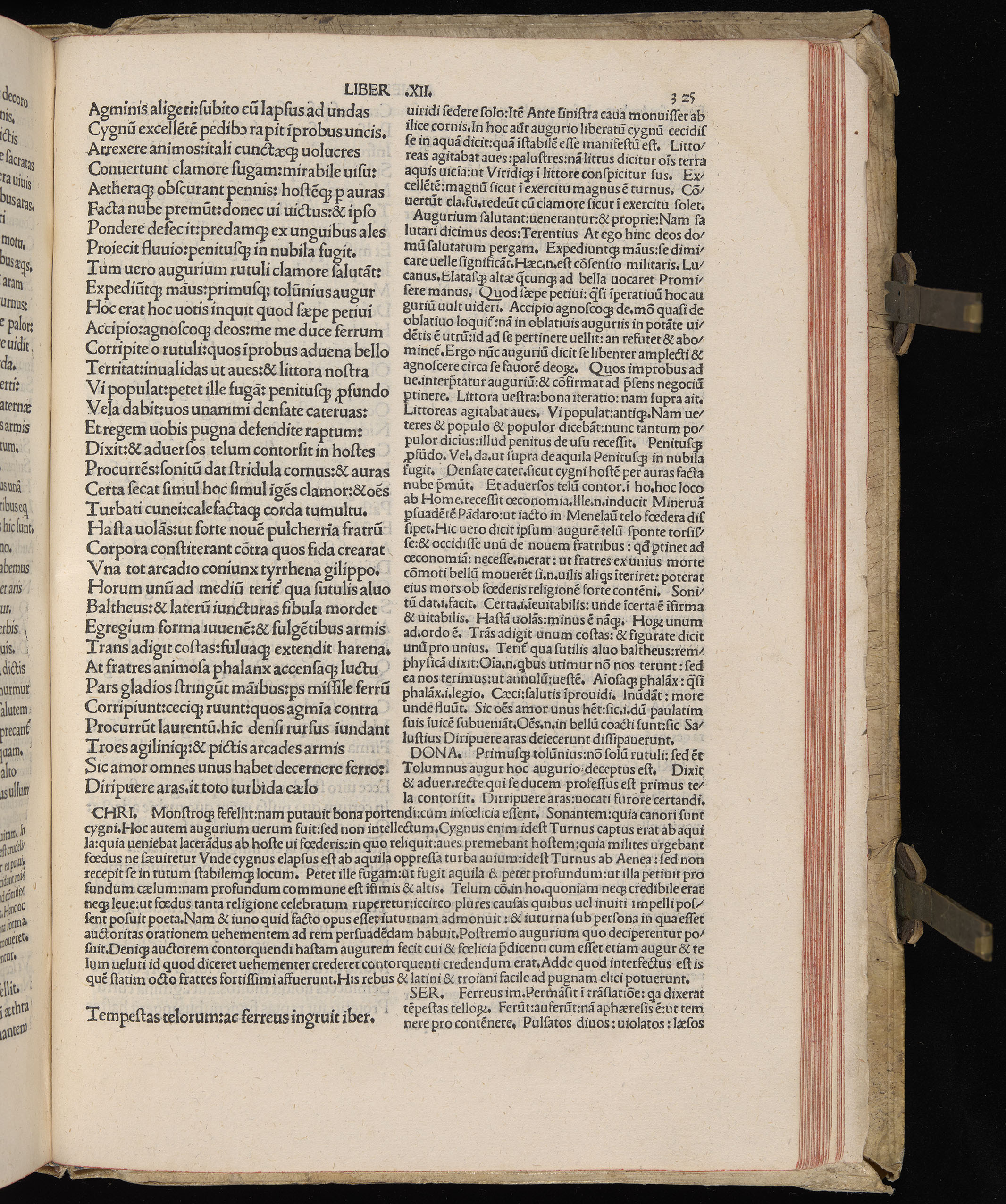 Vergilius cum c?mentariis quinque videlicet: Seruii, Landini, Ant. Mancinelli, Donati, Domitii. (M. Vegius' Book XIII addition to the Aen. Also Priapeia and Catalecta.) / Colophon: Impressu Venetiis per Bartolome? de Zanis de Portesio. . . . M.cccc.xciii. Stamped vellum with clasps. Very rare. Fol. - Image 669