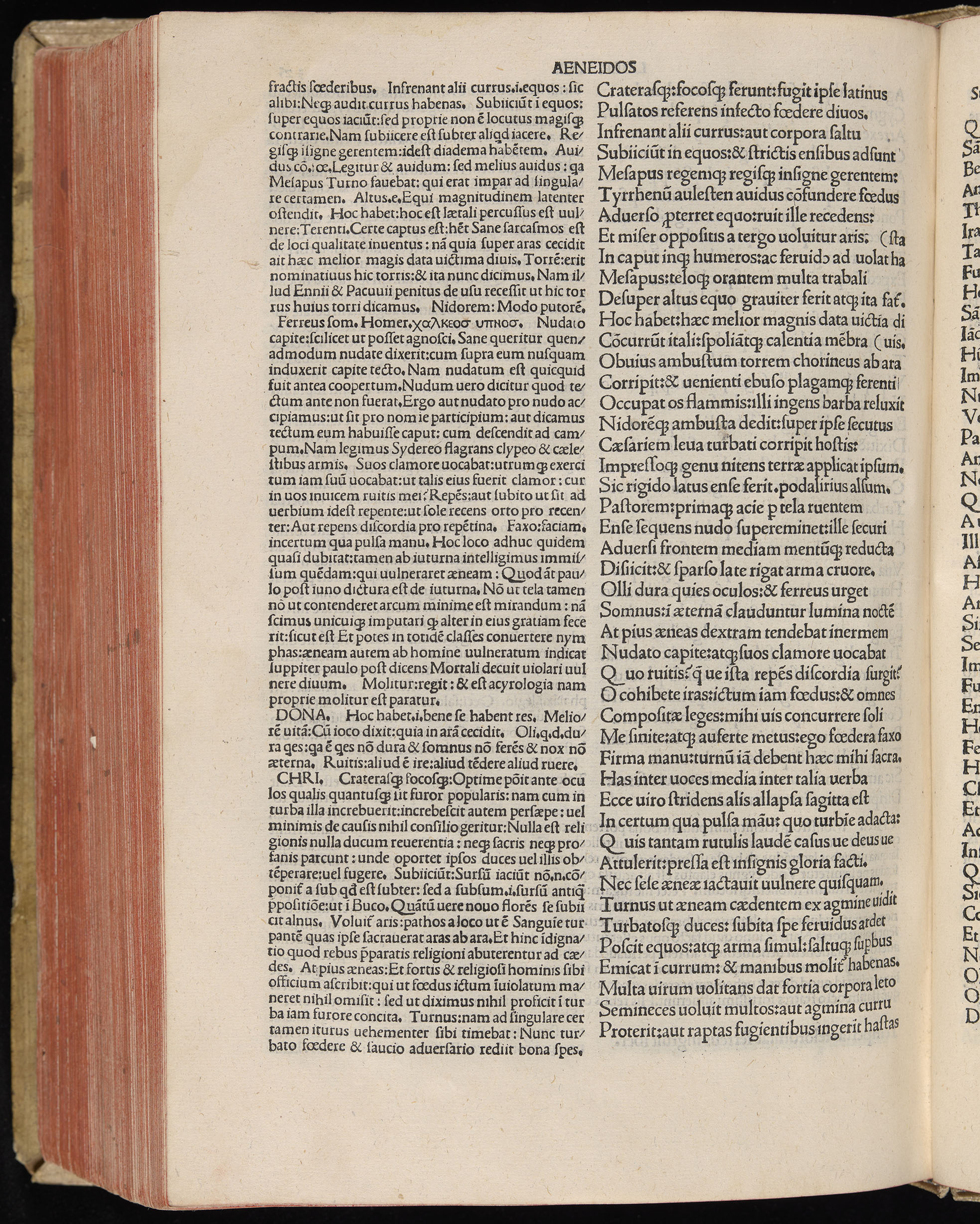 Vergilius cum c?mentariis quinque videlicet: Seruii, Landini, Ant. Mancinelli, Donati, Domitii. (M. Vegius' Book XIII addition to the Aen. Also Priapeia and Catalecta.) / Colophon: Impressu Venetiis per Bartolome? de Zanis de Portesio. . . . M.cccc.xciii. Stamped vellum with clasps. Very rare. Fol. - Image 670