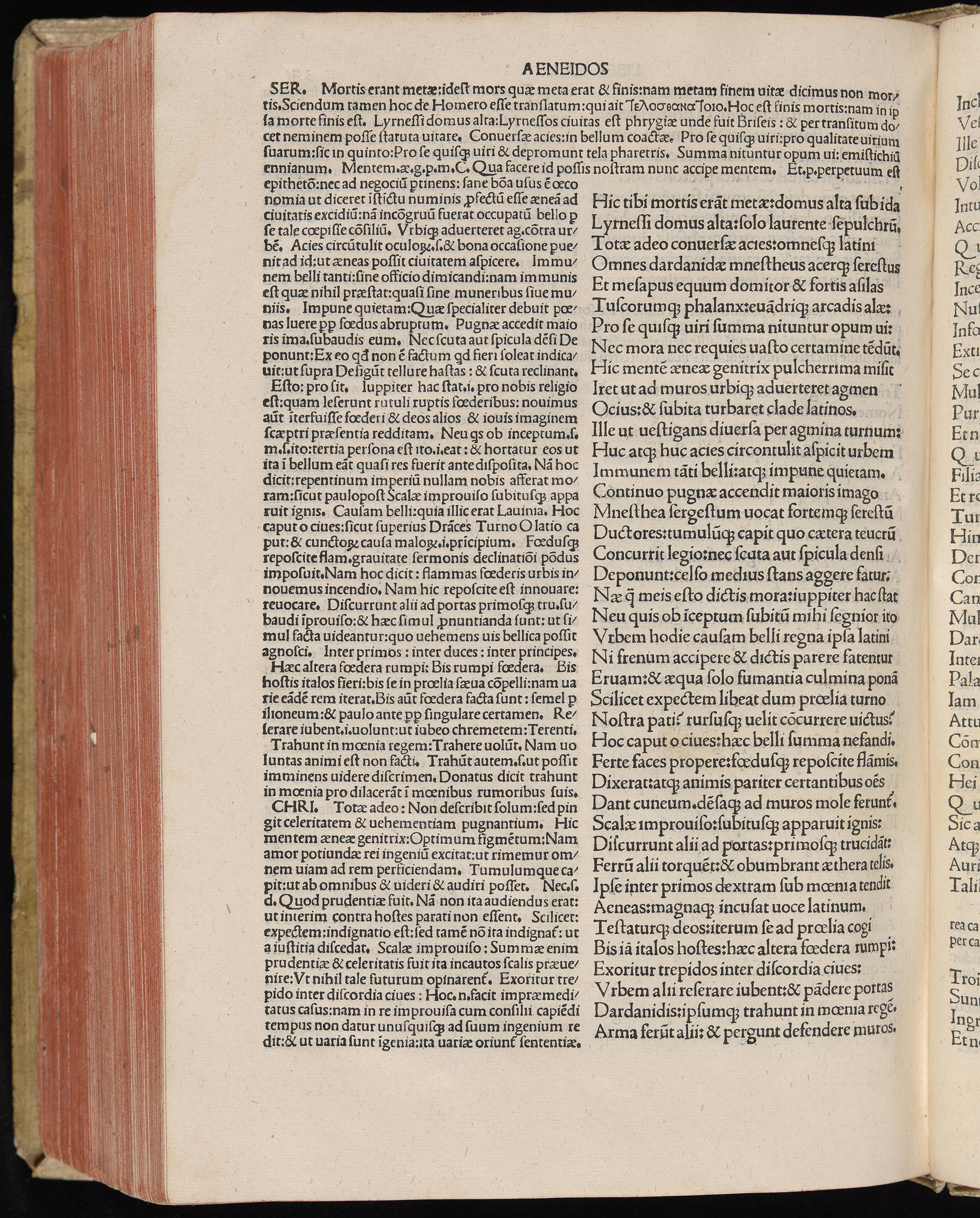 Vergilius cum c?mentariis quinque videlicet: Seruii, Landini, Ant. Mancinelli, Donati, Domitii. (M. Vegius' Book XIII addition to the Aen. Also Priapeia and Catalecta.) / Colophon: Impressu Venetiis per Bartolome? de Zanis de Portesio. . . . M.cccc.xciii. Stamped vellum with clasps. Very rare. Fol. - Image 676