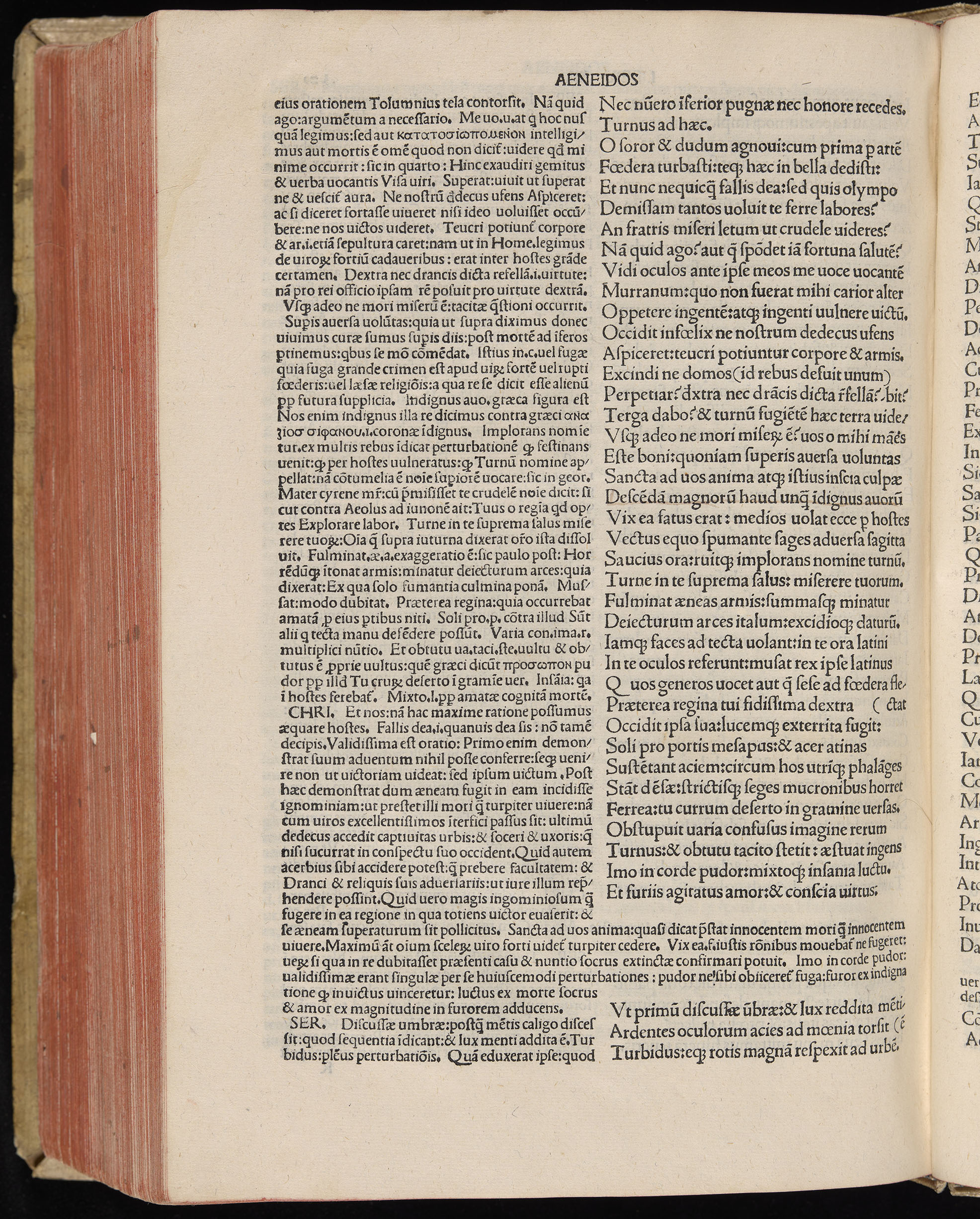 Vergilius cum c?mentariis quinque videlicet: Seruii, Landini, Ant. Mancinelli, Donati, Domitii. (M. Vegius' Book XIII addition to the Aen. Also Priapeia and Catalecta.) / Colophon: Impressu Venetiis per Bartolome? de Zanis de Portesio. . . . M.cccc.xciii. Stamped vellum with clasps. Very rare. Fol. - Image 678