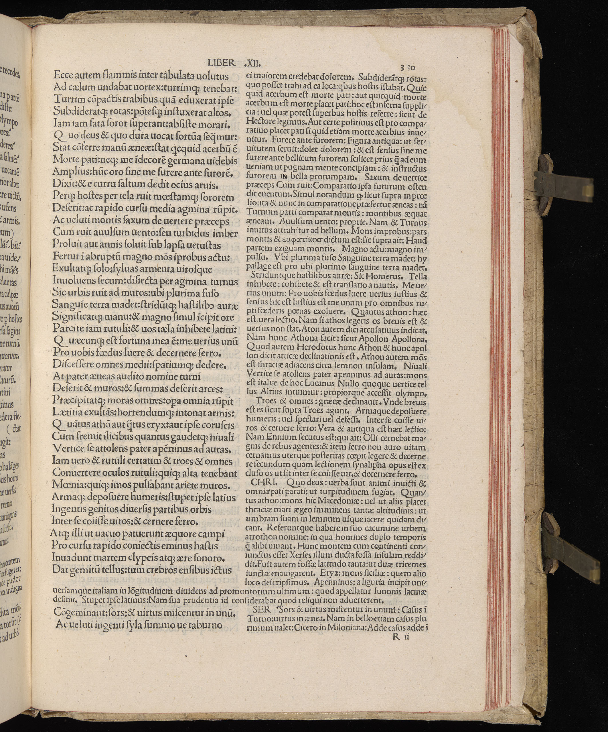 Vergilius cum c?mentariis quinque videlicet: Seruii, Landini, Ant. Mancinelli, Donati, Domitii. (M. Vegius' Book XIII addition to the Aen. Also Priapeia and Catalecta.) / Colophon: Impressu Venetiis per Bartolome? de Zanis de Portesio. . . . M.cccc.xciii. Stamped vellum with clasps. Very rare. Fol. - Image 679