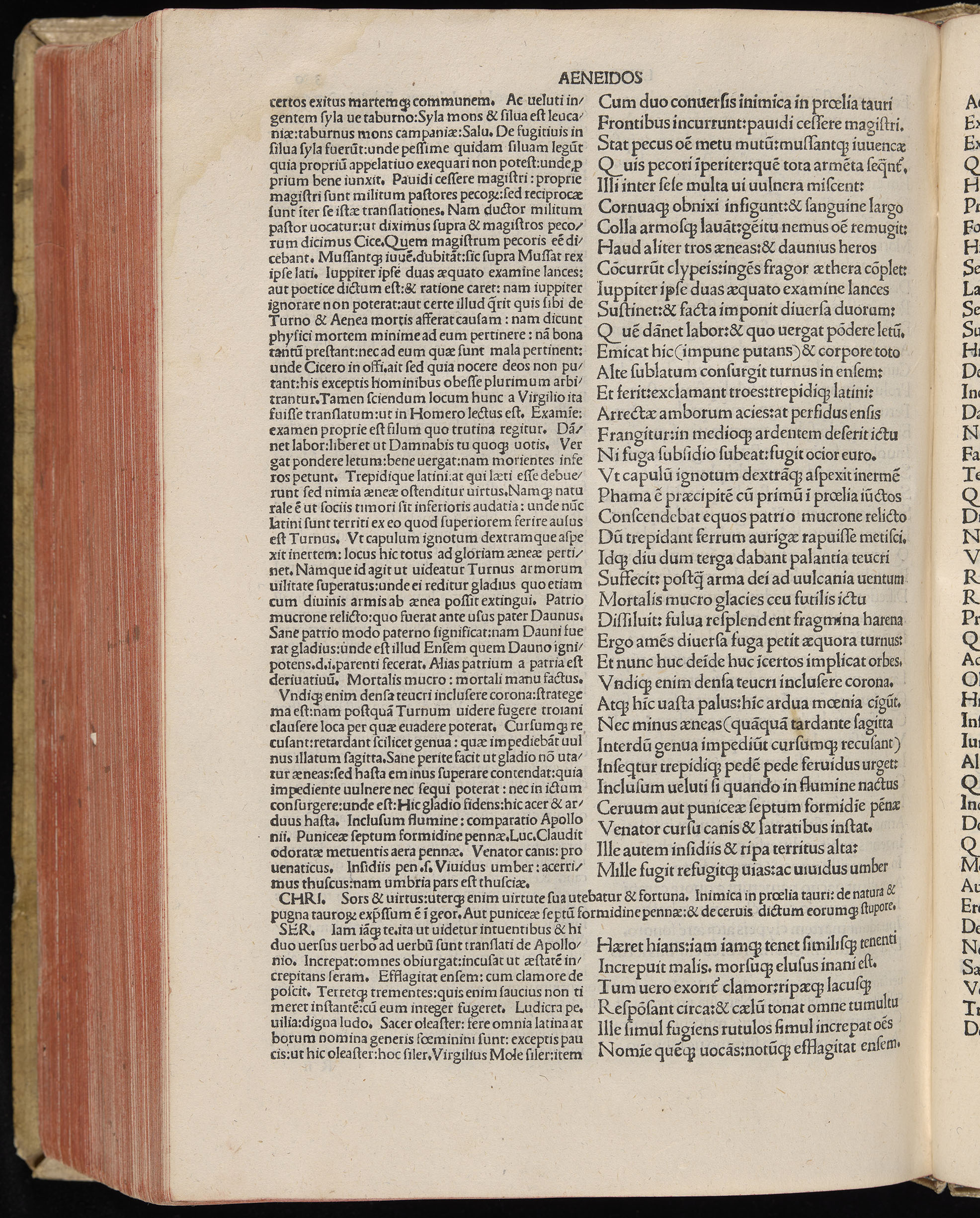 Vergilius cum c?mentariis quinque videlicet: Seruii, Landini, Ant. Mancinelli, Donati, Domitii. (M. Vegius' Book XIII addition to the Aen. Also Priapeia and Catalecta.) / Colophon: Impressu Venetiis per Bartolome? de Zanis de Portesio. . . . M.cccc.xciii. Stamped vellum with clasps. Very rare. Fol. - Image 680