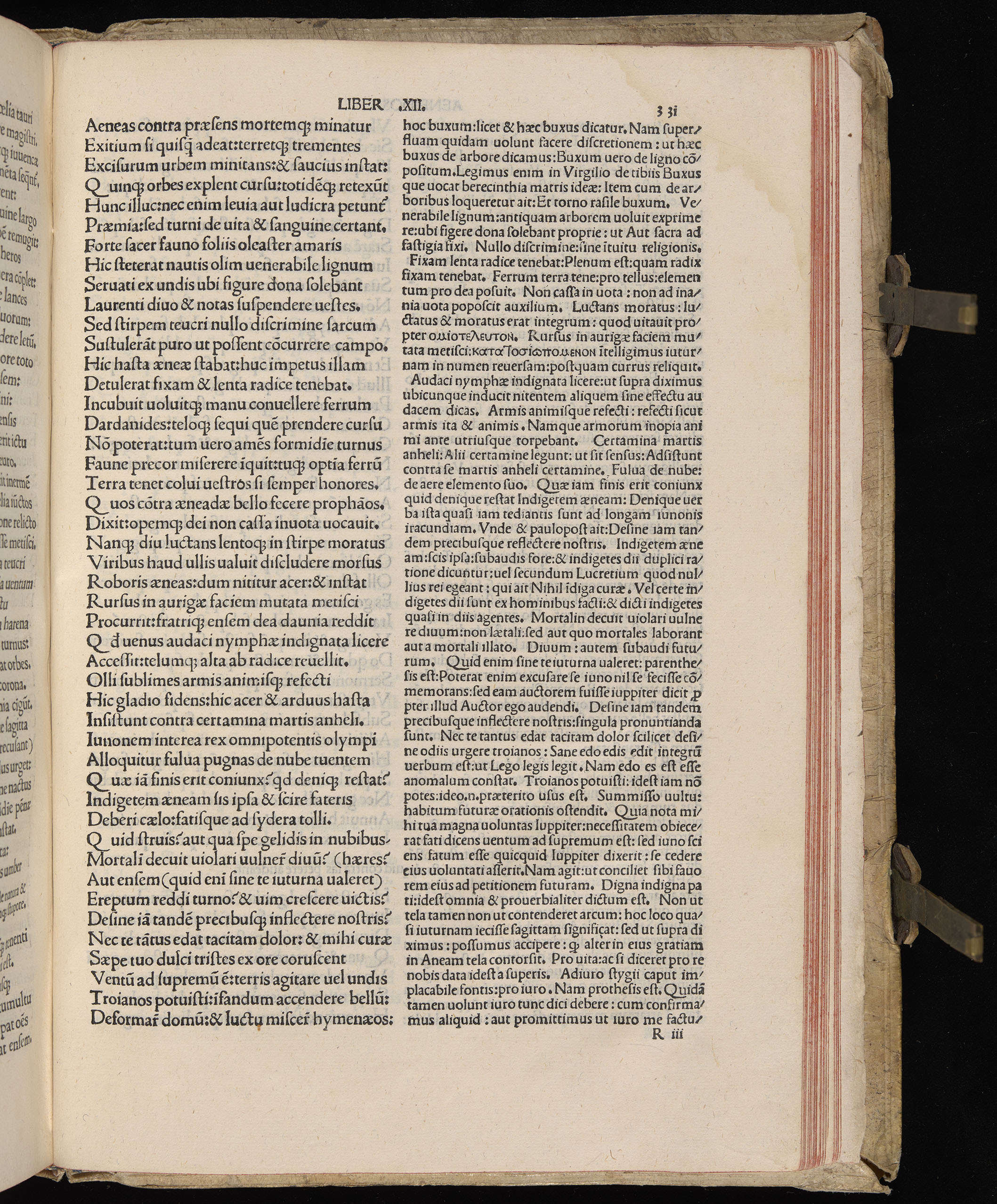 Vergilius cum c?mentariis quinque videlicet: Seruii, Landini, Ant. Mancinelli, Donati, Domitii. (M. Vegius' Book XIII addition to the Aen. Also Priapeia and Catalecta.) / Colophon: Impressu Venetiis per Bartolome? de Zanis de Portesio. . . . M.cccc.xciii. Stamped vellum with clasps. Very rare. Fol. - Image 681
