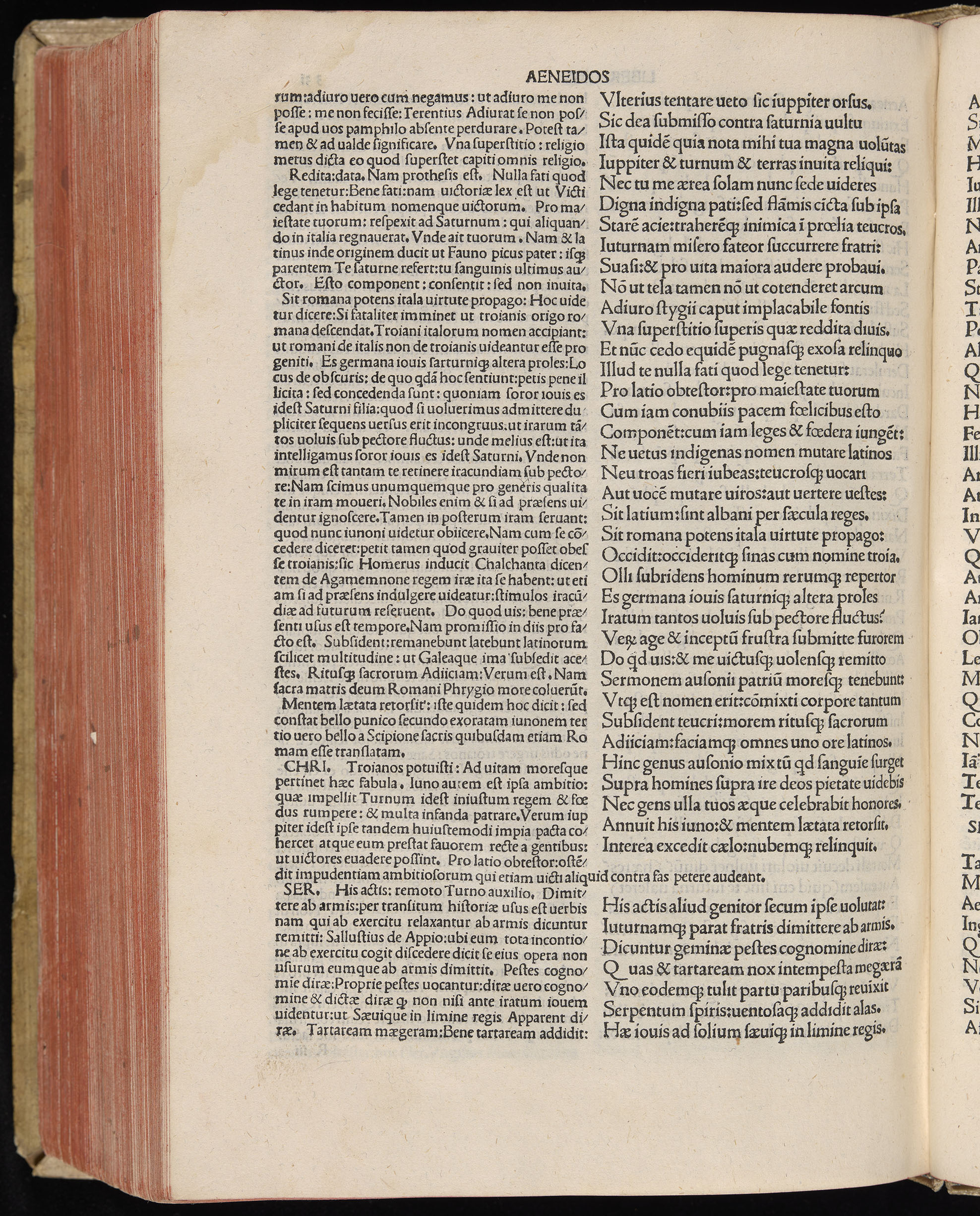 Vergilius cum c?mentariis quinque videlicet: Seruii, Landini, Ant. Mancinelli, Donati, Domitii. (M. Vegius' Book XIII addition to the Aen. Also Priapeia and Catalecta.) / Colophon: Impressu Venetiis per Bartolome? de Zanis de Portesio. . . . M.cccc.xciii. Stamped vellum with clasps. Very rare. Fol. - Image 682