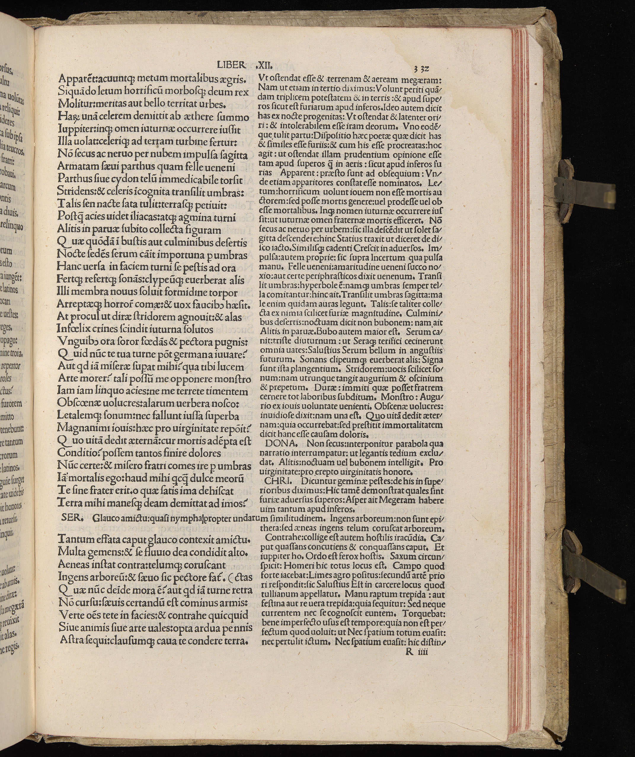 Vergilius cum c?mentariis quinque videlicet: Seruii, Landini, Ant. Mancinelli, Donati, Domitii. (M. Vegius' Book XIII addition to the Aen. Also Priapeia and Catalecta.) / Colophon: Impressu Venetiis per Bartolome? de Zanis de Portesio. . . . M.cccc.xciii. Stamped vellum with clasps. Very rare. Fol. - Image 683