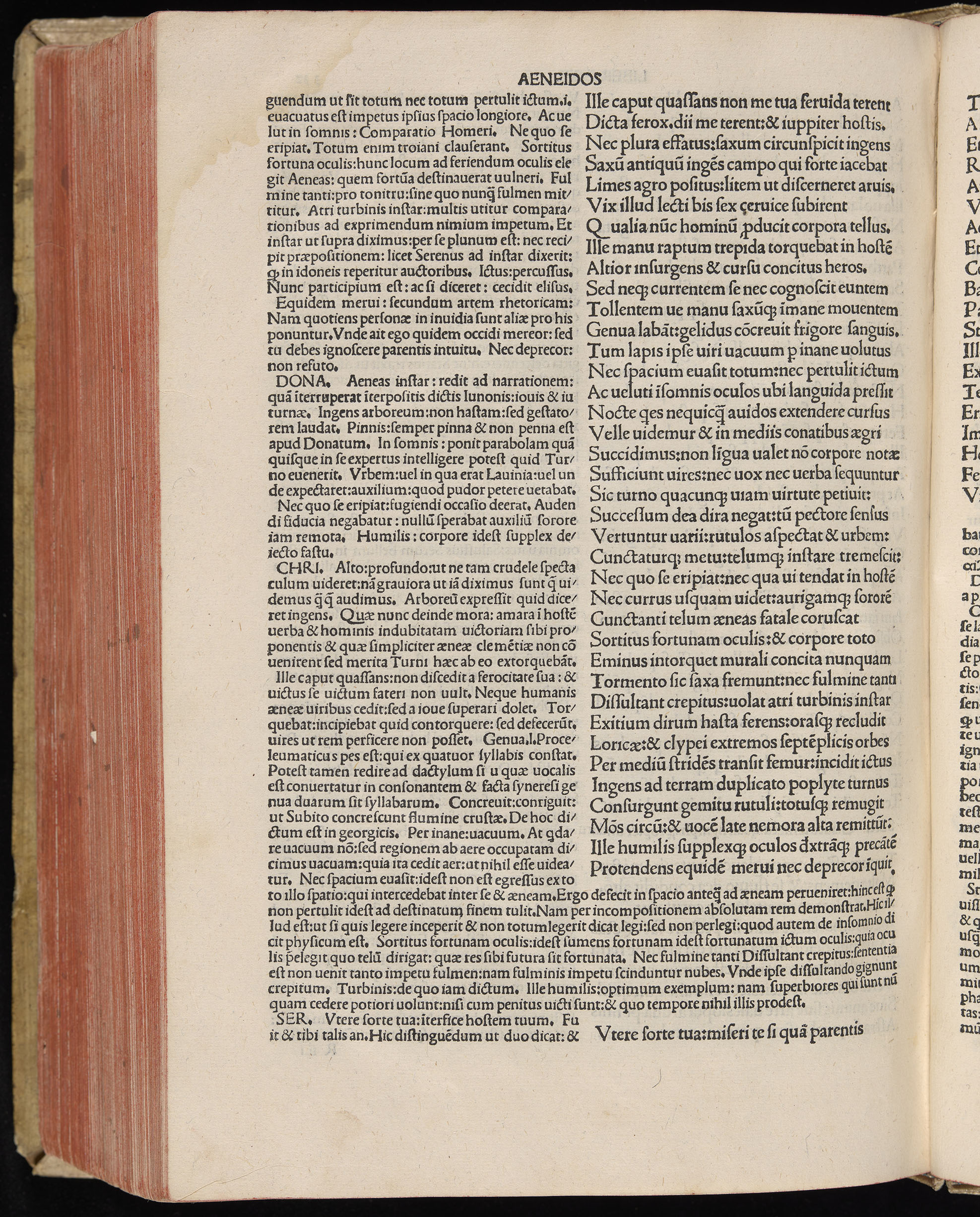 Vergilius cum c?mentariis quinque videlicet: Seruii, Landini, Ant. Mancinelli, Donati, Domitii. (M. Vegius' Book XIII addition to the Aen. Also Priapeia and Catalecta.) / Colophon: Impressu Venetiis per Bartolome? de Zanis de Portesio. . . . M.cccc.xciii. Stamped vellum with clasps. Very rare. Fol. - Image 684