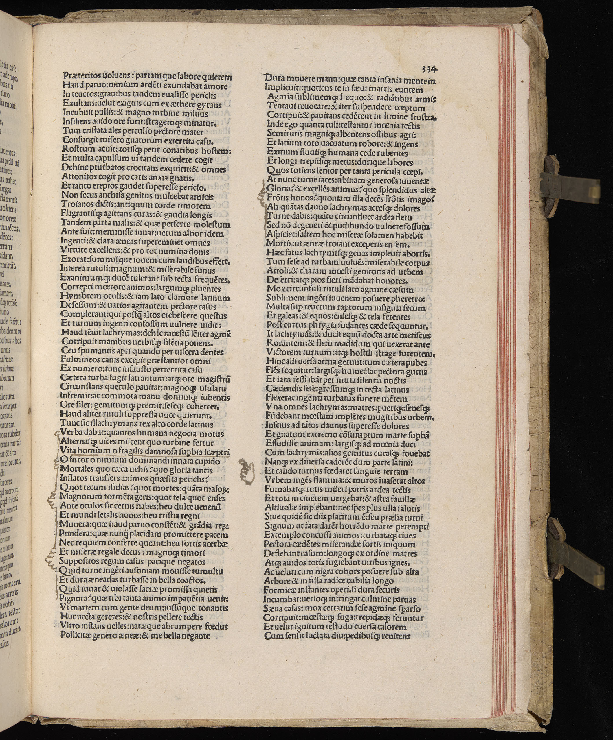 Vergilius cum c?mentariis quinque videlicet: Seruii, Landini, Ant. Mancinelli, Donati, Domitii. (M. Vegius' Book XIII addition to the Aen. Also Priapeia and Catalecta.) / Colophon: Impressu Venetiis per Bartolome? de Zanis de Portesio. . . . M.cccc.xciii. Stamped vellum with clasps. Very rare. Fol. - Image 687