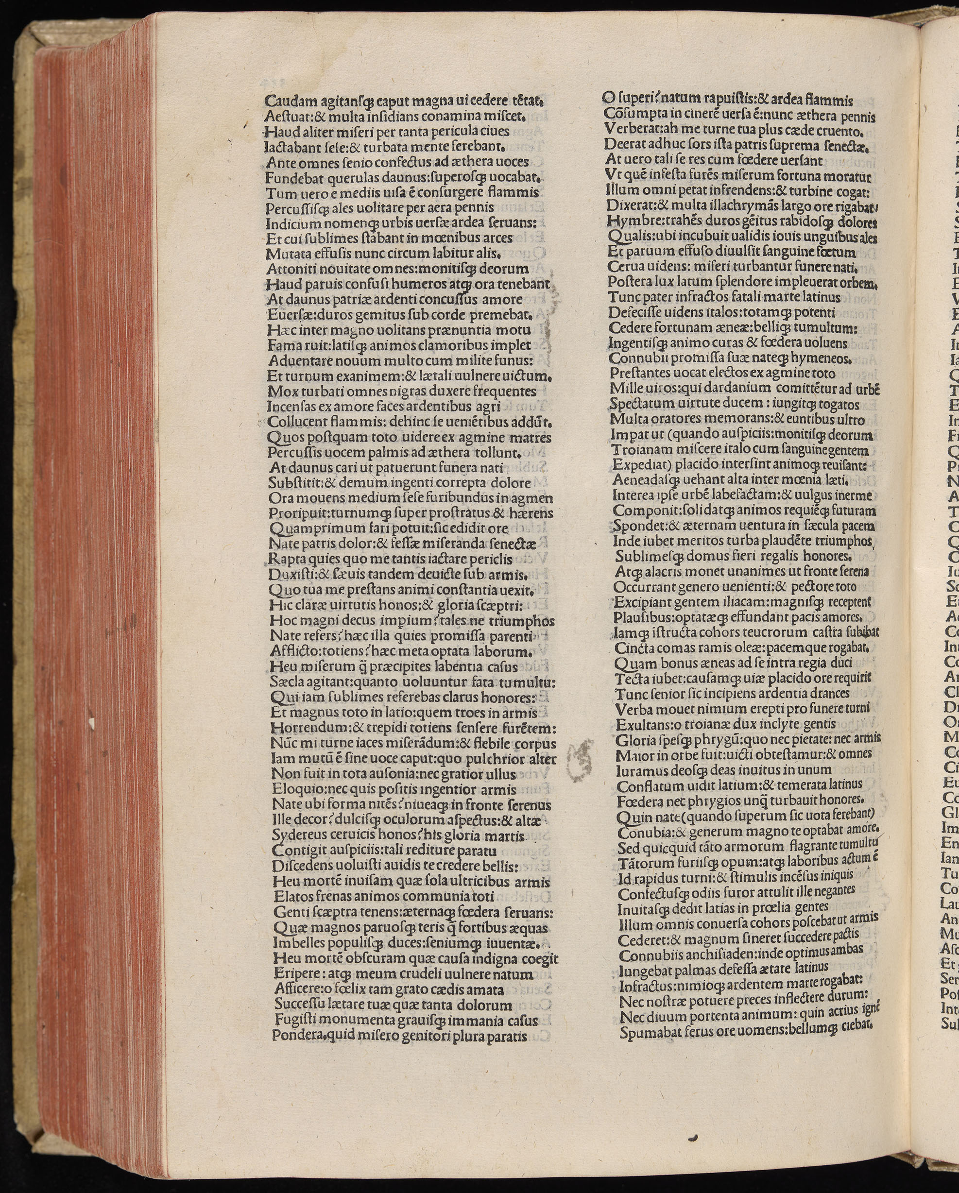 Vergilius cum c?mentariis quinque videlicet: Seruii, Landini, Ant. Mancinelli, Donati, Domitii. (M. Vegius' Book XIII addition to the Aen. Also Priapeia and Catalecta.) / Colophon: Impressu Venetiis per Bartolome? de Zanis de Portesio. . . . M.cccc.xciii. Stamped vellum with clasps. Very rare. Fol. - Image 688