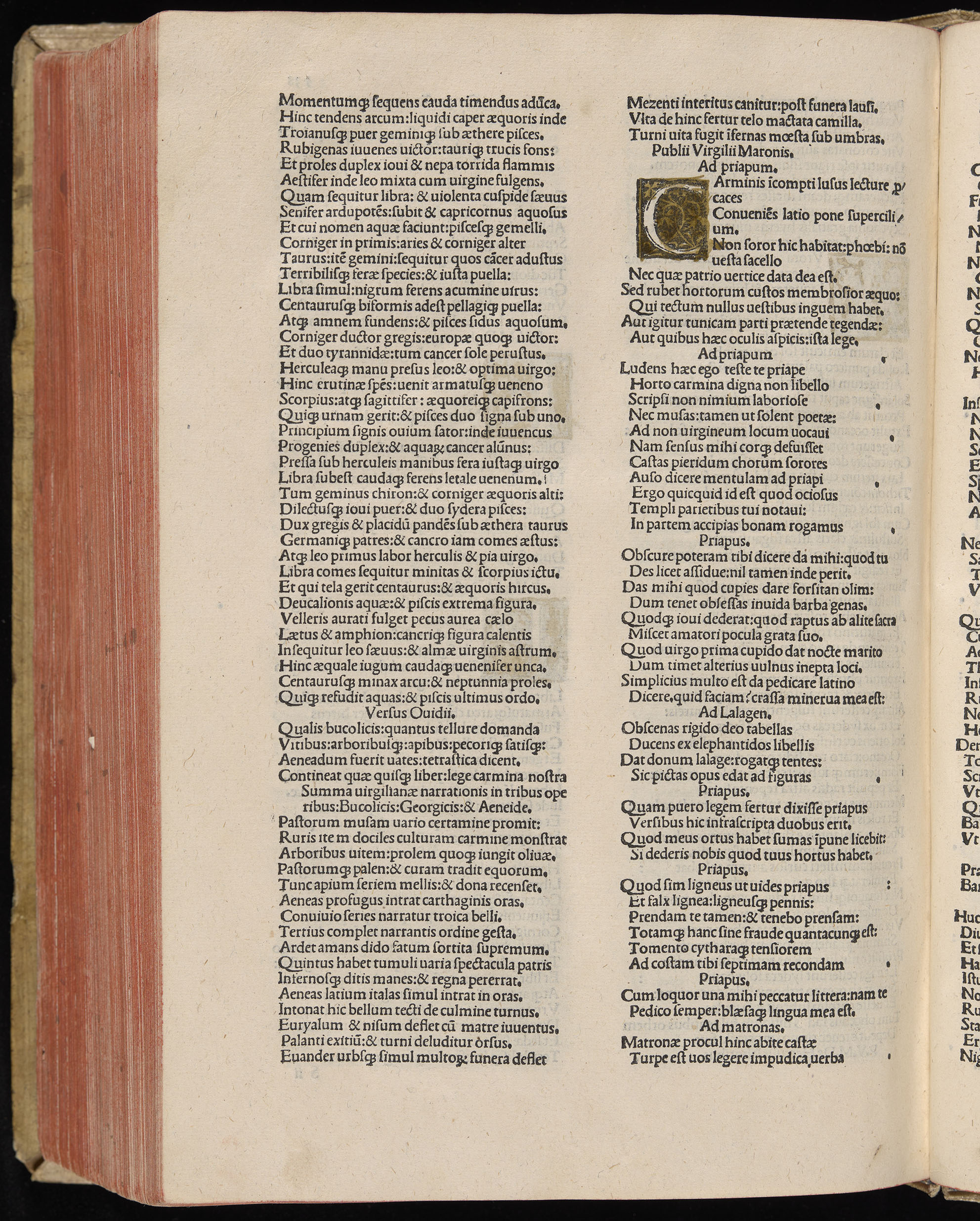 Vergilius cum c?mentariis quinque videlicet: Seruii, Landini, Ant. Mancinelli, Donati, Domitii. (M. Vegius' Book XIII addition to the Aen. Also Priapeia and Catalecta.) / Colophon: Impressu Venetiis per Bartolome? de Zanis de Portesio. . . . M.cccc.xciii. Stamped vellum with clasps. Very rare. Fol. - Image 696
