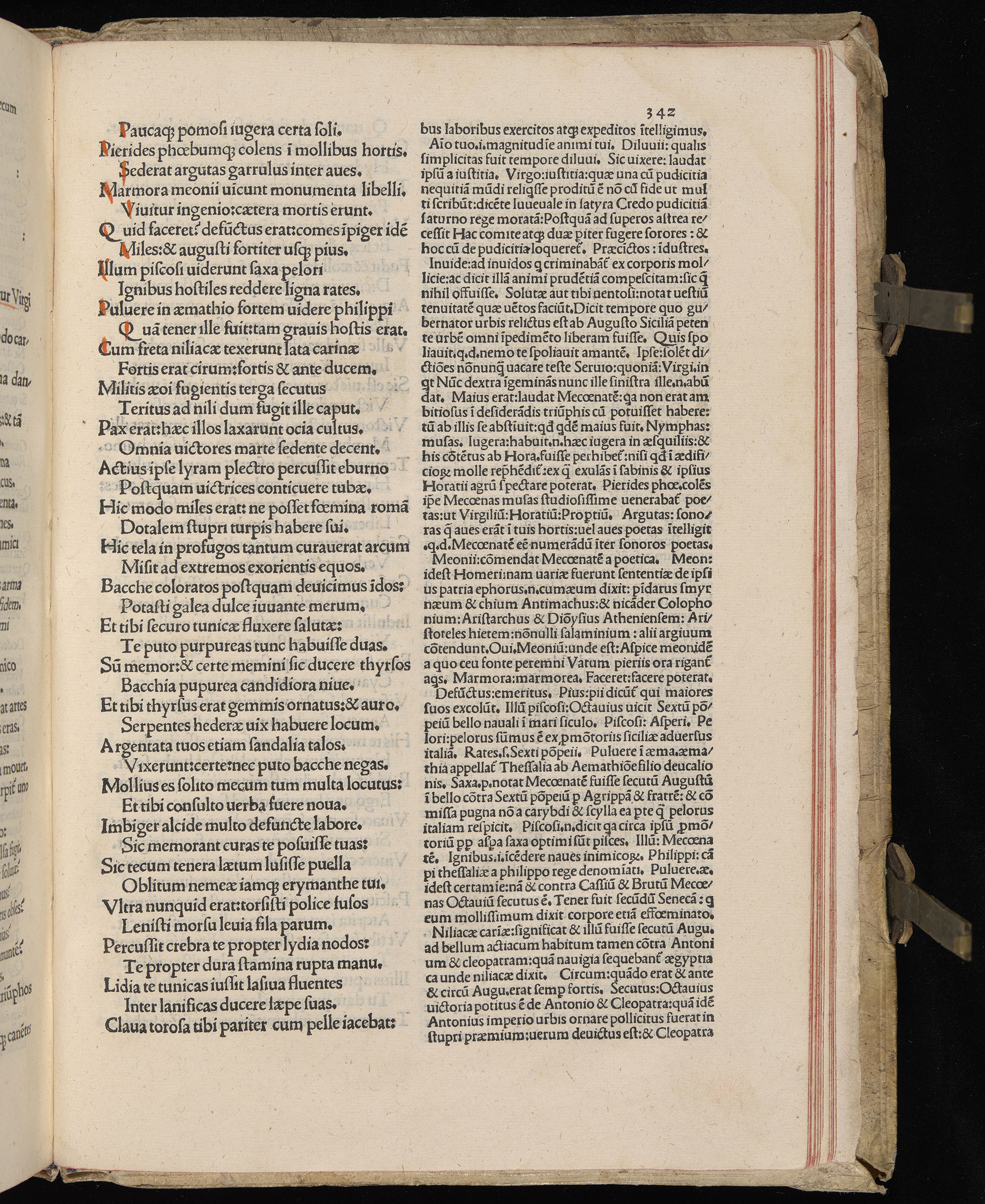 Vergilius cum c?mentariis quinque videlicet: Seruii, Landini, Ant. Mancinelli, Donati, Domitii. (M. Vegius' Book XIII addition to the Aen. Also Priapeia and Catalecta.) / Colophon: Impressu Venetiis per Bartolome? de Zanis de Portesio. . . . M.cccc.xciii. Stamped vellum with clasps. Very rare. Fol. - Image 703