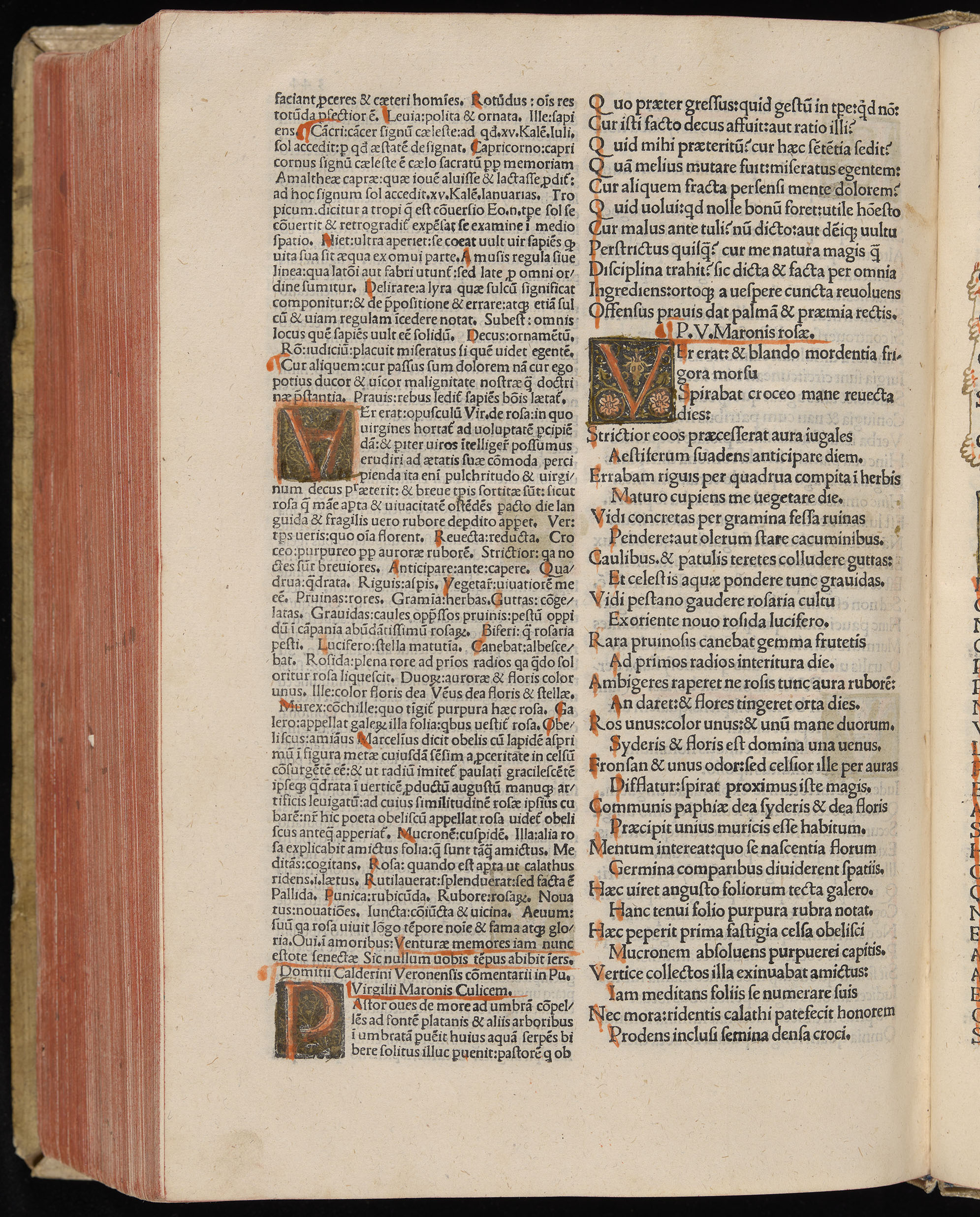Vergilius cum c?mentariis quinque videlicet: Seruii, Landini, Ant. Mancinelli, Donati, Domitii. (M. Vegius' Book XIII addition to the Aen. Also Priapeia and Catalecta.) / Colophon: Impressu Venetiis per Bartolome? de Zanis de Portesio. . . . M.cccc.xciii. Stamped vellum with clasps. Very rare. Fol. - Image 708
