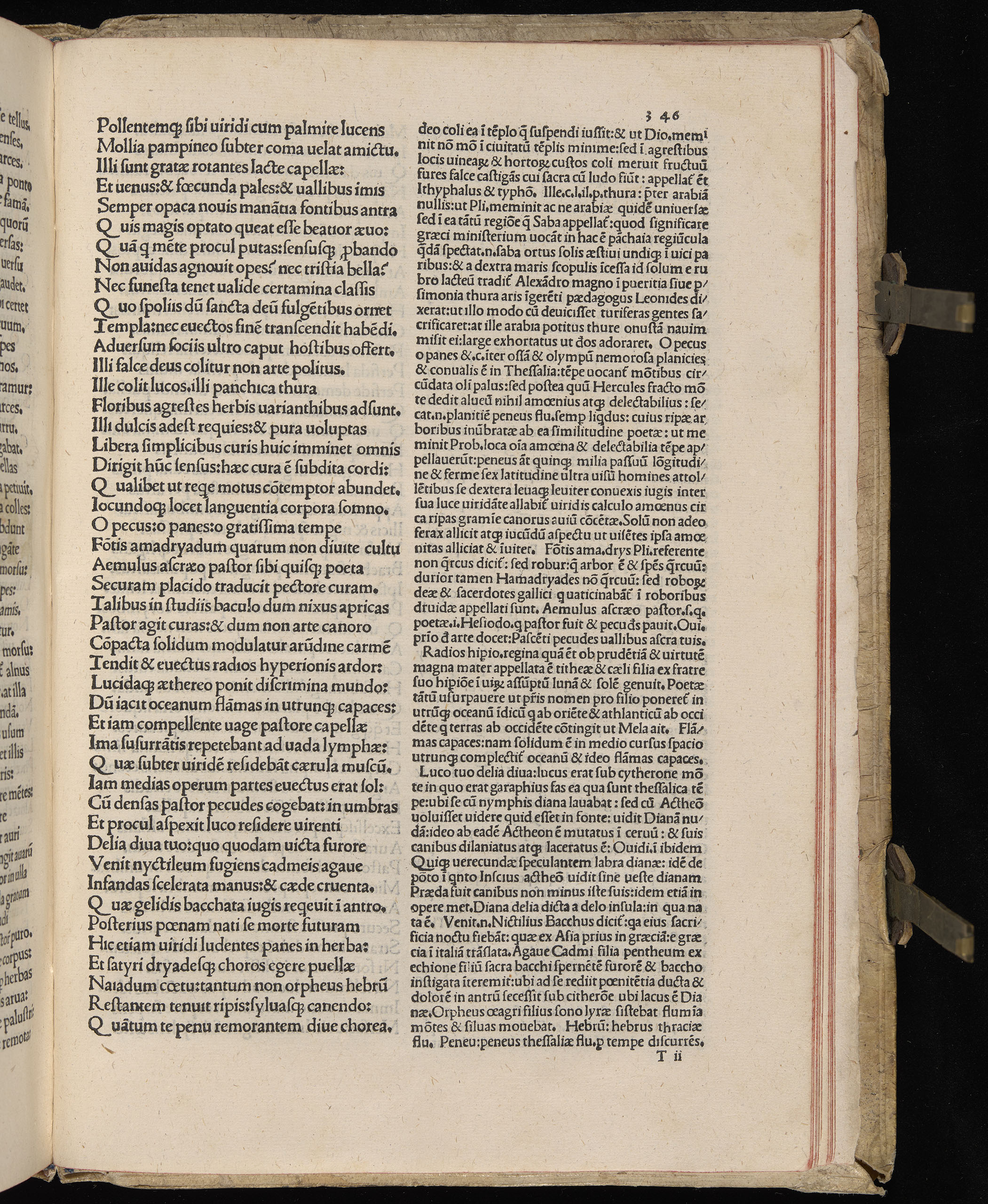 Vergilius cum c?mentariis quinque videlicet: Seruii, Landini, Ant. Mancinelli, Donati, Domitii. (M. Vegius' Book XIII addition to the Aen. Also Priapeia and Catalecta.) / Colophon: Impressu Venetiis per Bartolome? de Zanis de Portesio. . . . M.cccc.xciii. Stamped vellum with clasps. Very rare. Fol. - Image 711