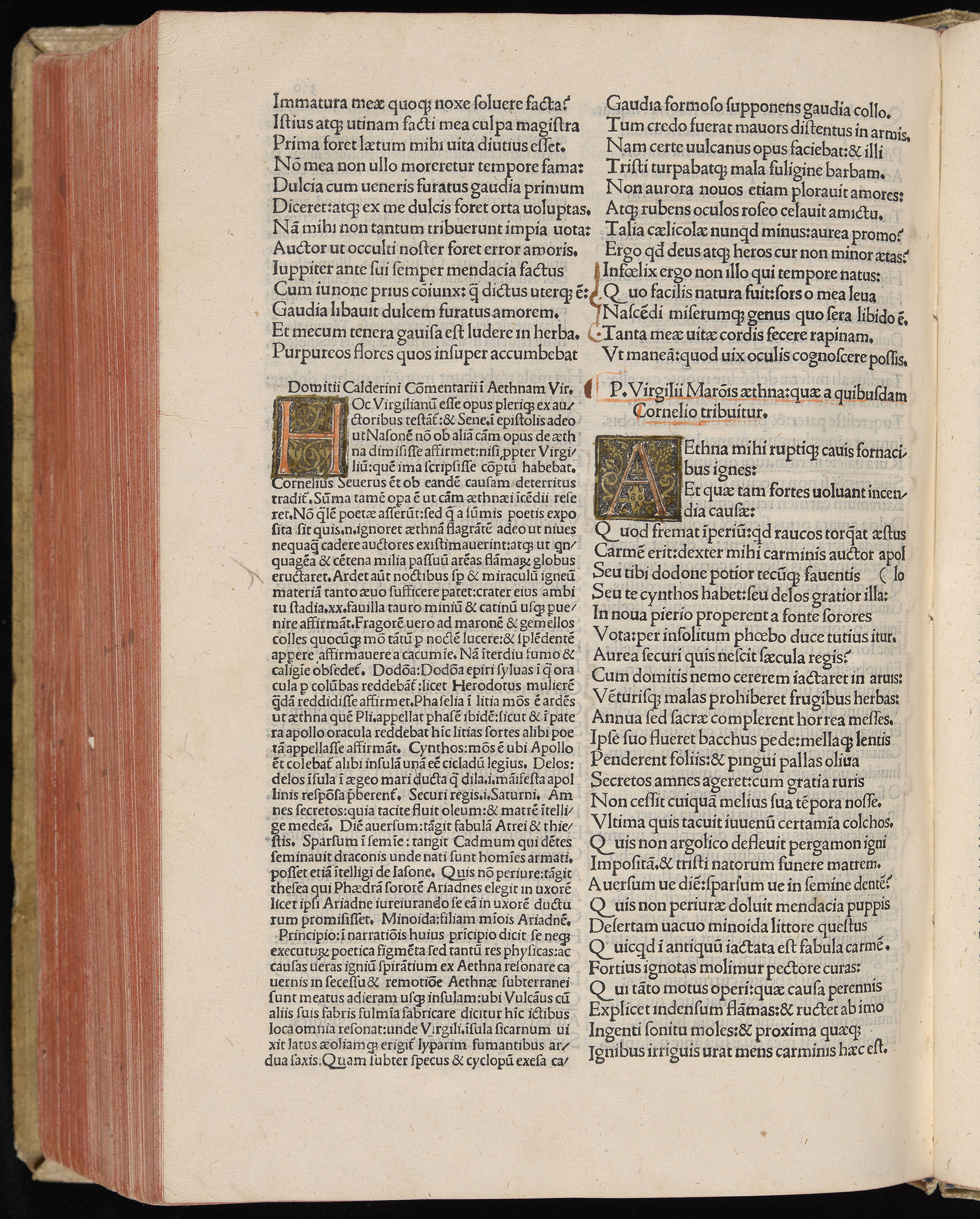 Vergilius cum c?mentariis quinque videlicet: Seruii, Landini, Ant. Mancinelli, Donati, Domitii. (M. Vegius' Book XIII addition to the Aen. Also Priapeia and Catalecta.) / Colophon: Impressu Venetiis per Bartolome? de Zanis de Portesio. . . . M.cccc.xciii. Stamped vellum with clasps. Very rare. Fol. - Image 720