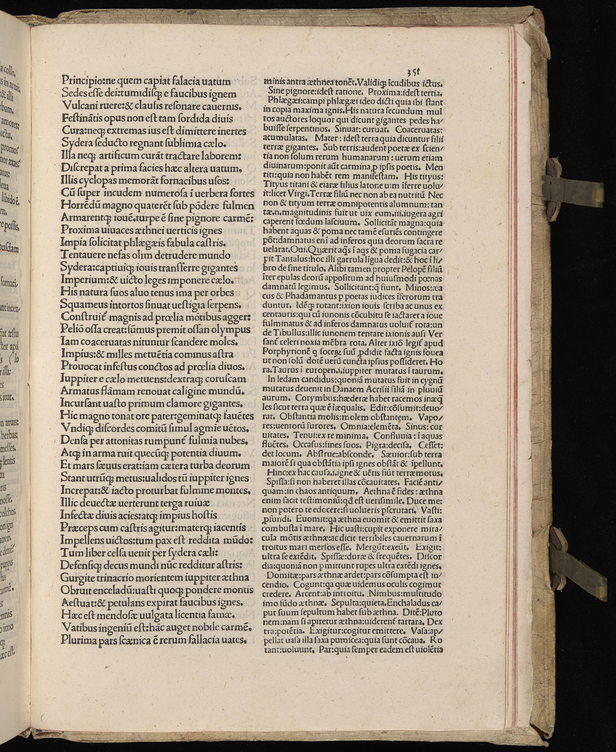 Vergilius cum c?mentariis quinque videlicet: Seruii, Landini, Ant. Mancinelli, Donati, Domitii. (M. Vegius' Book XIII addition to the Aen. Also Priapeia and Catalecta.) / Colophon: Impressu Venetiis per Bartolome? de Zanis de Portesio. . . . M.cccc.xciii. Stamped vellum with clasps. Very rare. Fol. - Image 721