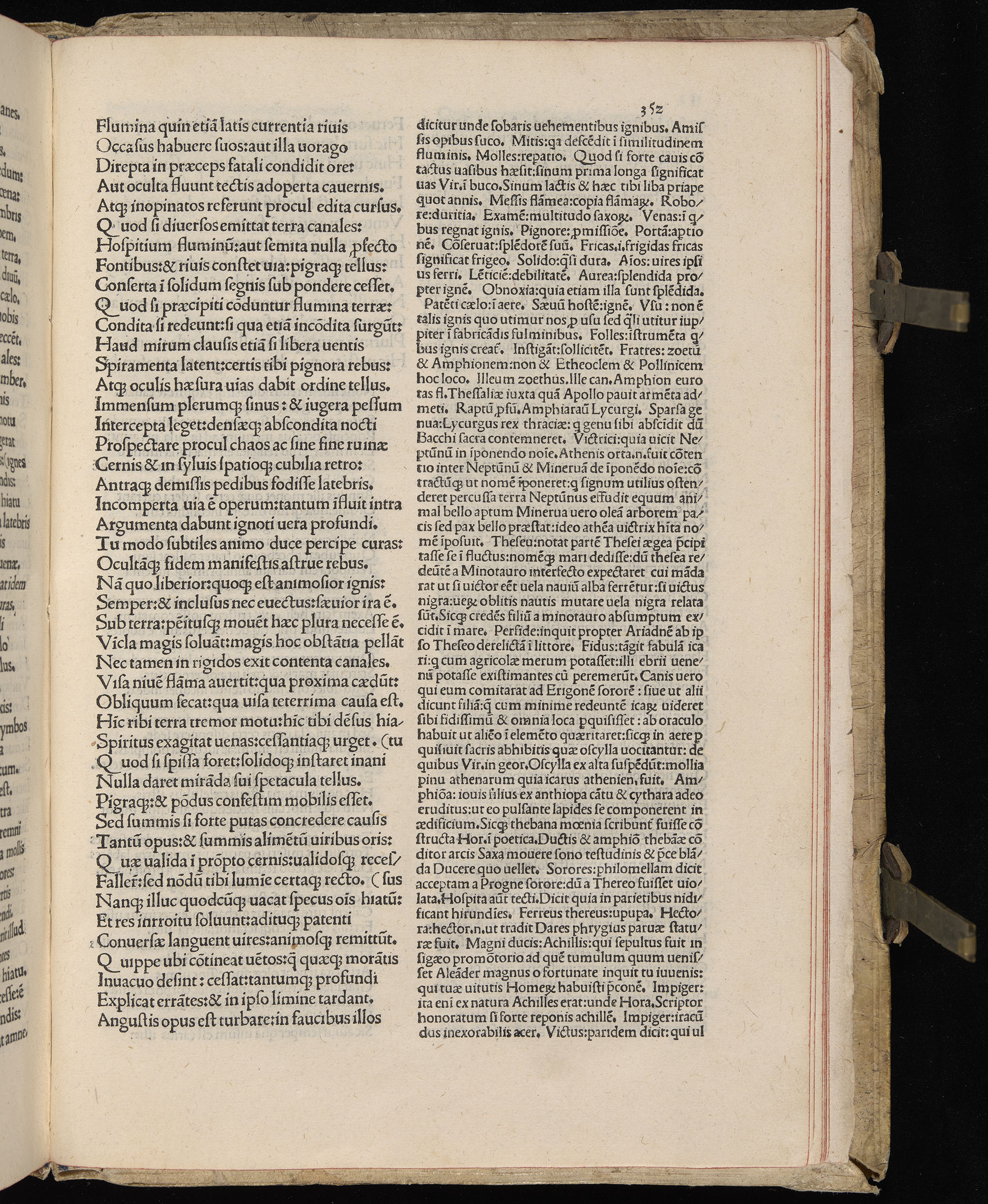 Vergilius cum c?mentariis quinque videlicet: Seruii, Landini, Ant. Mancinelli, Donati, Domitii. (M. Vegius' Book XIII addition to the Aen. Also Priapeia and Catalecta.) / Colophon: Impressu Venetiis per Bartolome? de Zanis de Portesio. . . . M.cccc.xciii. Stamped vellum with clasps. Very rare. Fol. - Image 723