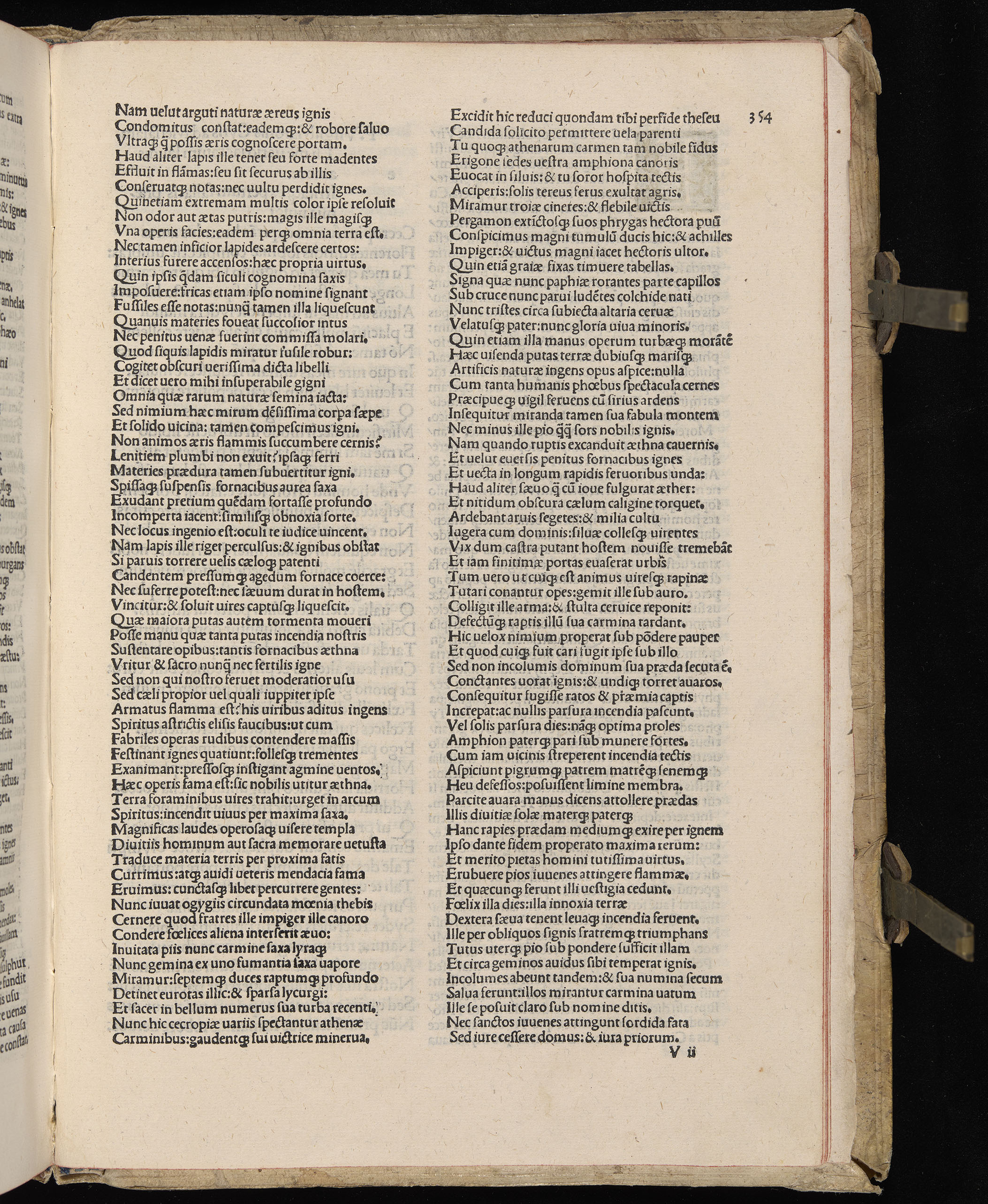 Vergilius cum c?mentariis quinque videlicet: Seruii, Landini, Ant. Mancinelli, Donati, Domitii. (M. Vegius' Book XIII addition to the Aen. Also Priapeia and Catalecta.) / Colophon: Impressu Venetiis per Bartolome? de Zanis de Portesio. . . . M.cccc.xciii. Stamped vellum with clasps. Very rare. Fol. - Image 727