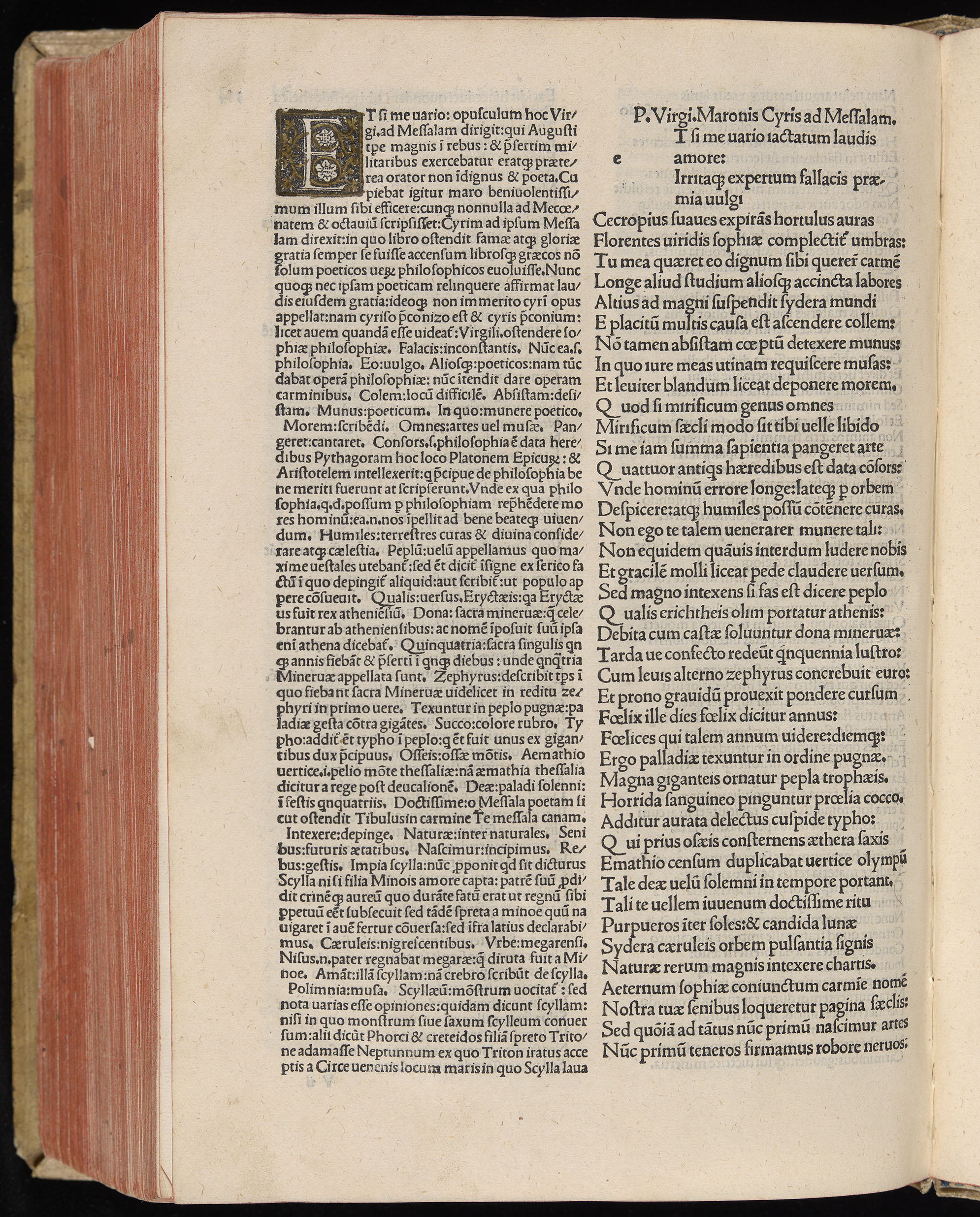 Vergilius cum c?mentariis quinque videlicet: Seruii, Landini, Ant. Mancinelli, Donati, Domitii. (M. Vegius' Book XIII addition to the Aen. Also Priapeia and Catalecta.) / Colophon: Impressu Venetiis per Bartolome? de Zanis de Portesio. . . . M.cccc.xciii. Stamped vellum with clasps. Very rare. Fol. - Image 728