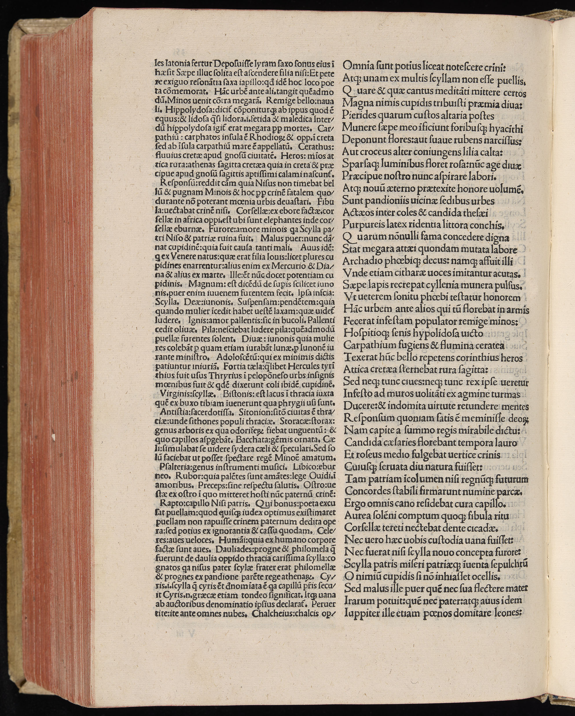 Vergilius cum c?mentariis quinque videlicet: Seruii, Landini, Ant. Mancinelli, Donati, Domitii. (M. Vegius' Book XIII addition to the Aen. Also Priapeia and Catalecta.) / Colophon: Impressu Venetiis per Bartolome? de Zanis de Portesio. . . . M.cccc.xciii. Stamped vellum with clasps. Very rare. Fol. - Image 730