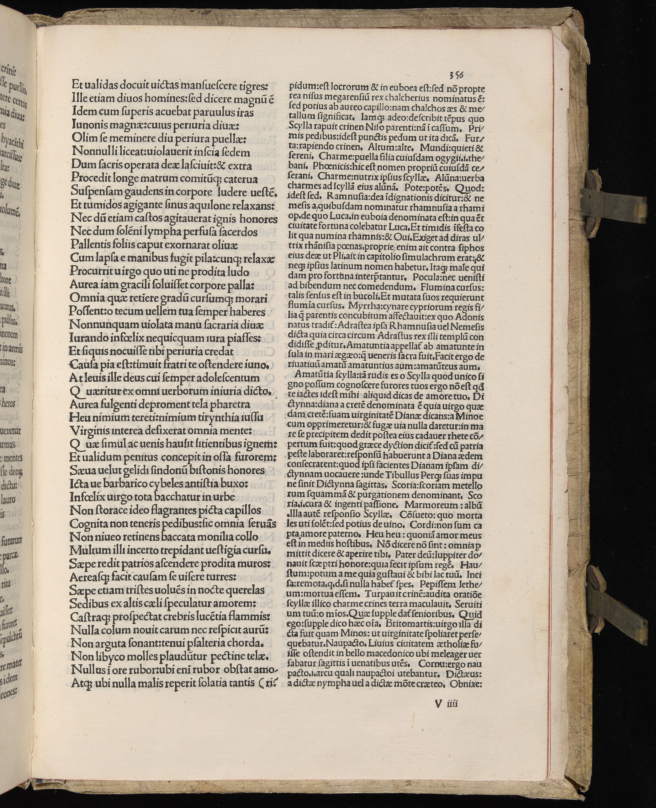 Vergilius cum c?mentariis quinque videlicet: Seruii, Landini, Ant. Mancinelli, Donati, Domitii. (M. Vegius' Book XIII addition to the Aen. Also Priapeia and Catalecta.) / Colophon: Impressu Venetiis per Bartolome? de Zanis de Portesio. . . . M.cccc.xciii. Stamped vellum with clasps. Very rare. Fol. - Image 731