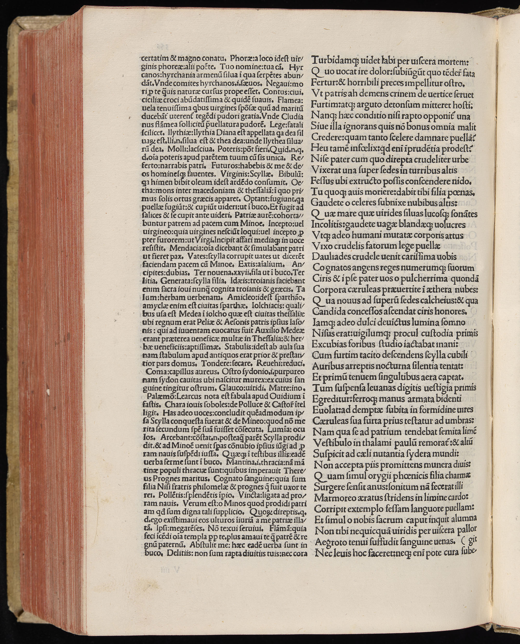 Vergilius cum c?mentariis quinque videlicet: Seruii, Landini, Ant. Mancinelli, Donati, Domitii. (M. Vegius' Book XIII addition to the Aen. Also Priapeia and Catalecta.) / Colophon: Impressu Venetiis per Bartolome? de Zanis de Portesio. . . . M.cccc.xciii. Stamped vellum with clasps. Very rare. Fol. - Image 732