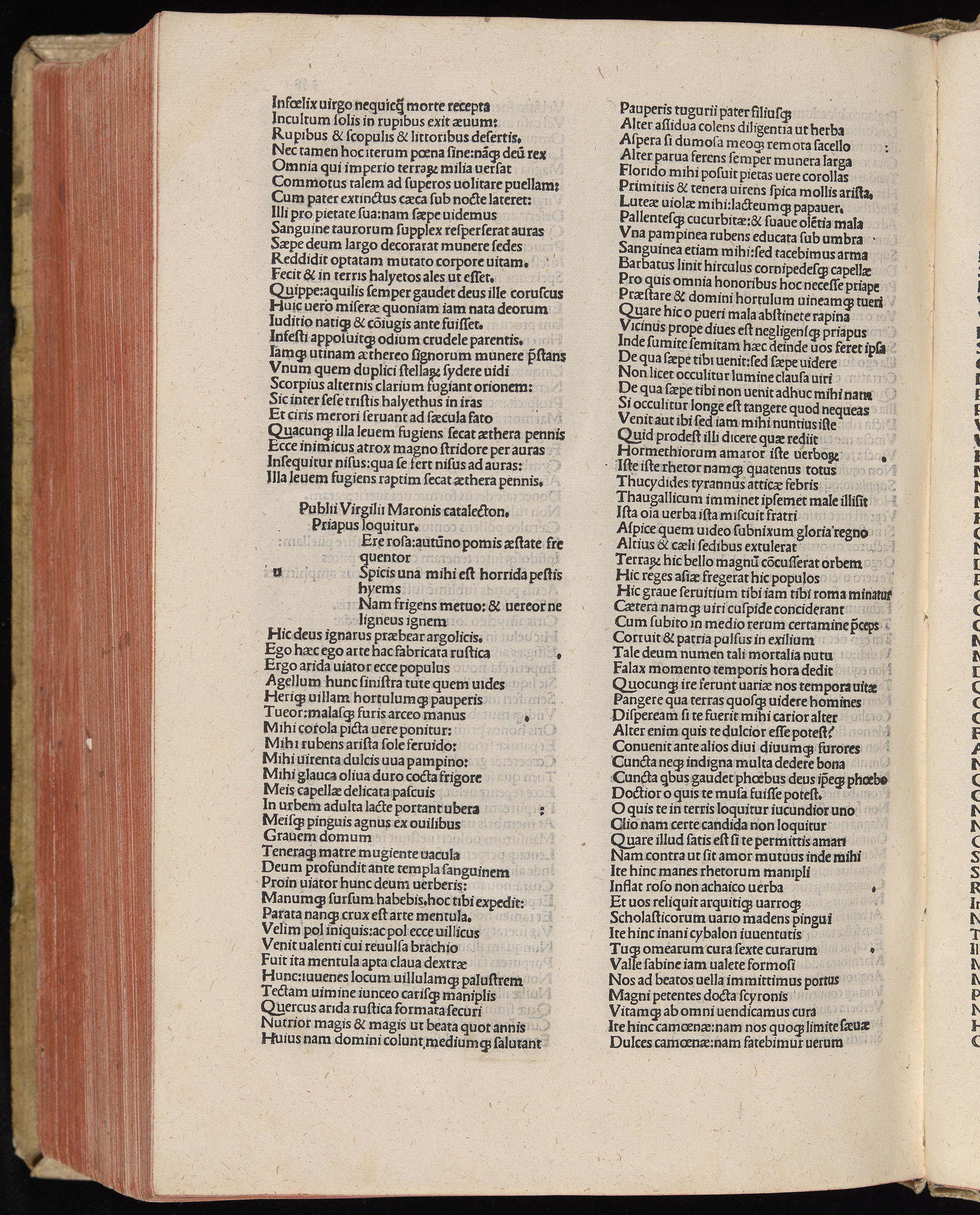 Vergilius cum c?mentariis quinque videlicet: Seruii, Landini, Ant. Mancinelli, Donati, Domitii. (M. Vegius' Book XIII addition to the Aen. Also Priapeia and Catalecta.) / Colophon: Impressu Venetiis per Bartolome? de Zanis de Portesio. . . . M.cccc.xciii. Stamped vellum with clasps. Very rare. Fol. - Image 736